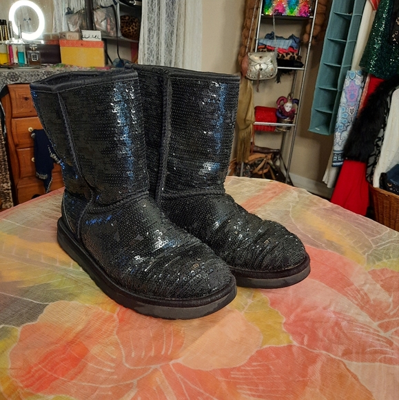 UGG Shoes - COPY - UGG black sequins boots